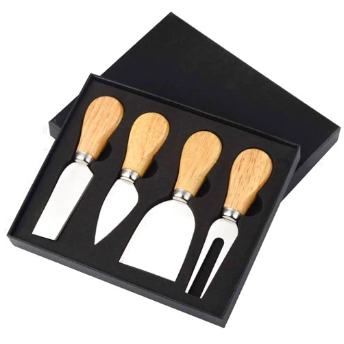 LTWQLing 4 Pieces Cheese Knives Set, Cheese cutlery, Steel Stainless Cheese Slicer Cheese Cutter with Wood Handle for Party Trays and Dinner Table