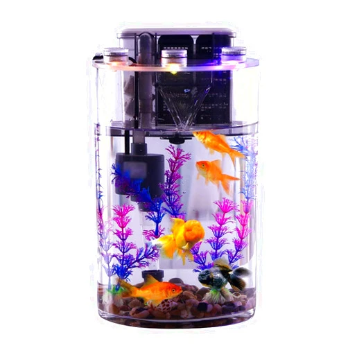 Luckxuan Fish Tank Transparent Glass Cylindrical Desktop Household Aquarium for Lazy People Without Changing Water Ecological Goldfish Tank Fish Aquarium Bowls