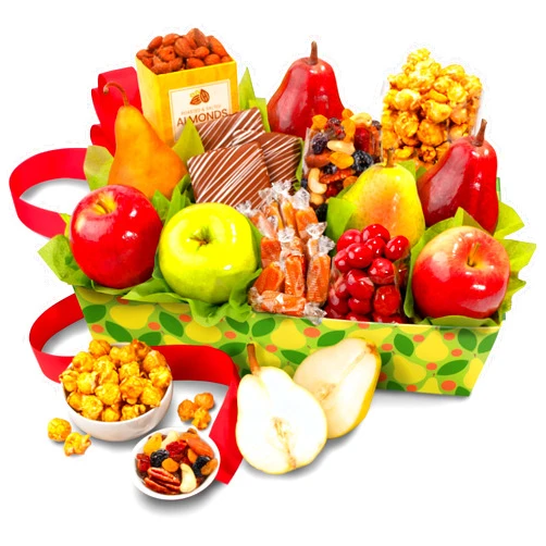 A Gift Inside Orchard Delight Fruit and Gourmet Basket
