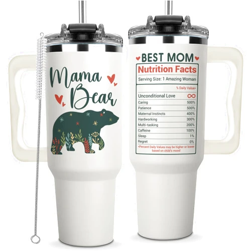 Vivulla68 Christmas Gifts For Mom - Mama Bear Tumbler With Handle 40oz, Mama Tumbler, Mommy Gifts from Daughter, Momma Gift, Mommy Coffee Mug, Mom Cup, Momma Bear Birthday Present, Mothers Day Gift Tumblers