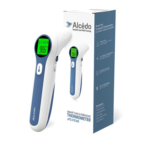 Alcedo Forehead and Ear Thermometer for Adults, Kids, and Baby | Digital Infrared Thermometer for Fever | Touchless, Instant Read, Medical Grade | Pouch and Batteries Included