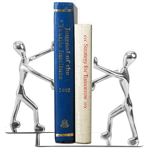 Fasmov Heavy Duty Stainless Steel Man Bookends Nonskid Bookends Art Bookend,1 Pair(Silver)