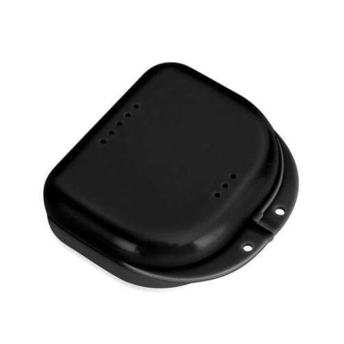 Annhua Orthodontic Mouthguard Case Dental Retainer Case with Vent Holes, Denture Holder Case Aligner Container Slim for Household|Office|Travel - Easy to Use - Black