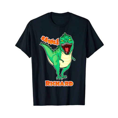 Dinosaur Personalized Name Custom Clothing RICHARD Name Personalized Custom Dinosaur Rawr T-Rex T-Shirt