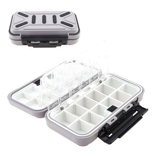 OriGlam Fishing Tackle Storage Box, Double Sided Waterproof 16 Compartments, Tackle Storage Organizer Box, Fishing Lure Box Storage Containers (Gray)