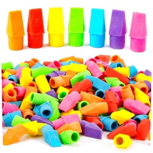 Sukh Cap Erasers for Pencils Pulk - Pencil Top Erasers Pencil Cap Erasers Toppers for Latex Free Assorted Colors School Erasers Caps for Teachers Sudents Classroom Home and Office (Pack of 100)