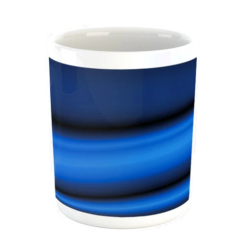 Ambesonne Dark Blue Mug, Abstract Wavy Curvy Bold Color Bands Soft Blurred Digital Ombre, Printed Ceramic Coffee Mug Water Tea Drinks Cup, Dark Blue Pale Blue Black