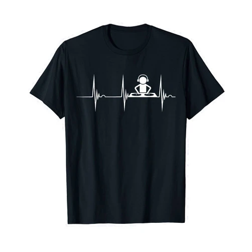 Turntable DJ Music Producer EDM Techno Dance Club DJ Techno Turntable DJ Heartbeat EKG Pulse Dance Music T-Shirt