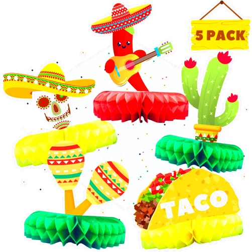PINKEESEA Cinco De Mayo Decorations Extra Large Thick Cardboard Fiesta Party Decorations Mexican Table Centerpiece 5 Pack - Mexican Theme Party Decorations