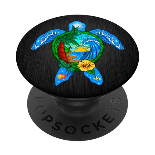 Nikitea Hawaiian Hibiscus Flower - Hawaii Sea Turtle Honu PopSockets PopGrip: Swappable Grip for Phones & Tablets PopSockets Adhesive PopGrip