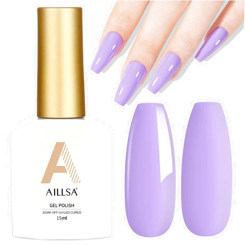 AILLSA Pastel Lavender Purple Gel Nail Polish Macaron Lilac Purple Gel Polish Bright Spring Summer Colors Cotton Candy Gel Soak Off U V for Nail Manicure Salon DIY Holiday Gifts 0.5 Fl Oz GB84