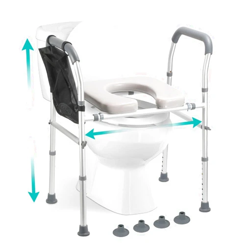 Aukivon Toilet Safety Rails, Adjustable Raised Toilet Seat with Handles,Fits Most Toilets,Easy Installation for Medical,Elderly and Disabled,Toilet Safety Frame 300lbs Capacity,Elevated Toilet Seat