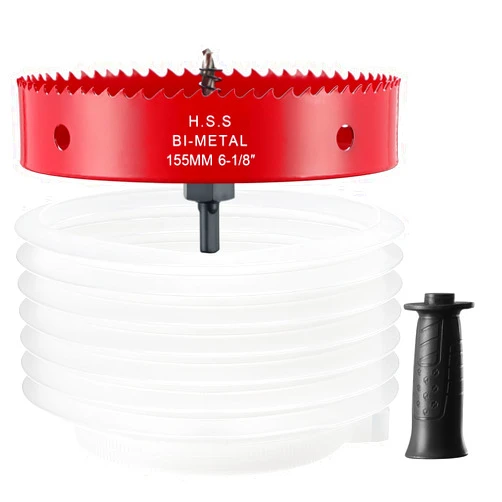 FASTDEPLE 6-1/8 inch Hole Saw Dust Bowl, Drill Dust Cover Collector Scalable with Handle, 155mm Hole Saw Cutter with Dust Bowl for Recessed Lighting, Wood, Drywall