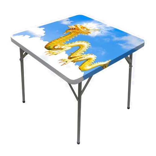 JUNTAIY Dragon Square Tablecloth, Traditional Chinese Dragon Hovering at Cloud Sky Home Decorative Tablecloths, Fits 28x28 inch table, Great for Home Kitchen/Parties/Holiday Dinner, Gold Light Blue White
