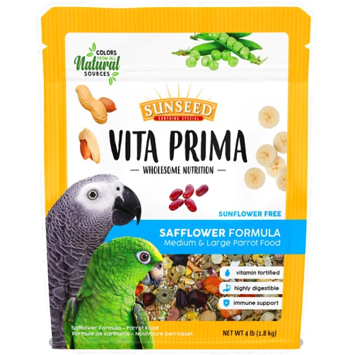 Vitakraft Sunseed Vita Prima Wholesome Nutrition Safflower Formula Large Parrot Food, 4 LBS