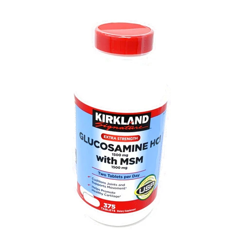 Kirkland Signature Extra Strength Glucosamine HCI 1500mg, With MSM 1500 mg, 375-Count Tablets
