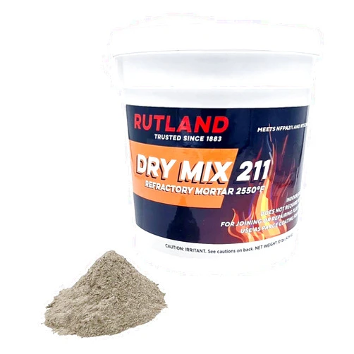 RUTLAND PRODUCTS Rutland Dry Mix 211 Refractory Mortar, Masonry & Fire Brick Cement, No Heat Cure Required, Dark Gray, 2550F, 10 lb Pail