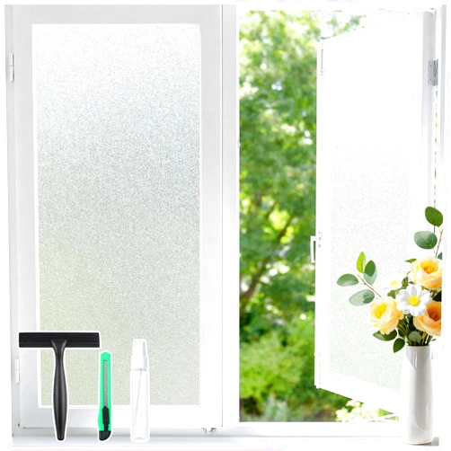 Haton Window Privacy Film Frosted Glass Film for Door Bathroom Shower, Peel & Stick, Day & Night, Papel para Ventanas Privacidad, Covering Sticker Removable Decorative Translucent Pure 17.5