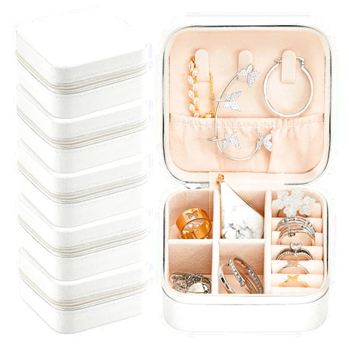 Taiyin 6 Pcs Travel Jewelry Case Organizer Bridesmaid Gift Boxes Mini Storage Organizer Box(White)