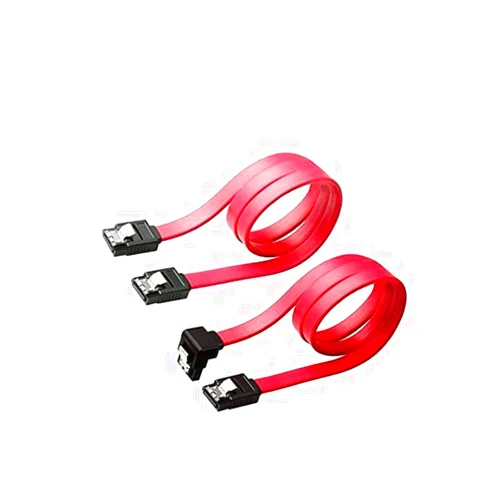 AMOSKAMAR Sata Cable for ssd，1 PCS 90 Degree Right Angle and 1pcs Straight Sata 3 Cable,18 Inches SATA Cable for SATA HDD, SSD, CD Driver, CD Writer, Black