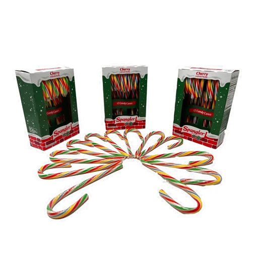 Generic Candy Cane Cherry Flavored | 36 Pieces Individually Wrapped | A Pack of 3| Each containing 12 Rainbow Colored Cherry Flavored Candy Canes. (36 Pcs Multi colored Candy Canes)