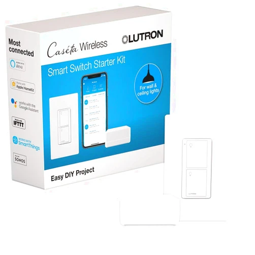 Lutron Caseta Smart Switch Starter Kit | Compatible with Alexa, Apple HomeKit, and The Google Assistant | P-BDG-PKG1WS | White