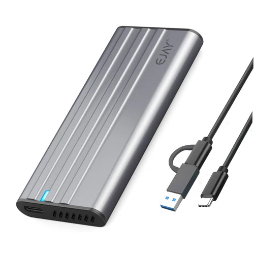EJAY Aluminum Type C Tool-Free M.2 NVME SSD Enclosure,USB 3.1 Gen 2 10 Gbps PCIE to USB C External Case Adapter with UASP Trim and Silicone Cooling plate (M201N(V))