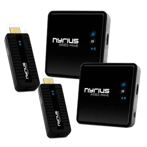 Nyrius Aries Prime Wireless Video HDMI Transmitter & Receiver for Streaming HD 1080p 3D Video & Digital Audio from Laptop, PC, Cable, Netflix, YouTube, PS4 to HDTV - NPCS549 (Pack of 2)