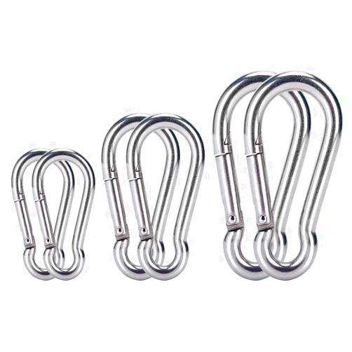Sucrown 6PCS Spring Snap Hooks Carabiner- 304 Premium Stainless Steel Heavy Duty Carabiner Clips Assorted Sizes (2, 2.36, 3.15 inch) for Camping, Fishing, Hiking, Traveling, Backpack, Keychain; Silver
