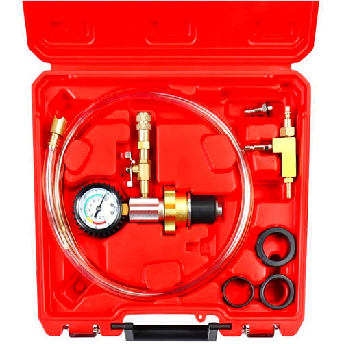 ADAFIRST Automotive Radiator Coolant Vacuum Refill Tool Kit, Engine Cooling System Vacuum Purge & Fill Tool Set with Universal Adapters (O.D. 32mm 35mm 40mm 45mm) for Car SUV Truck Airlift, Red Case