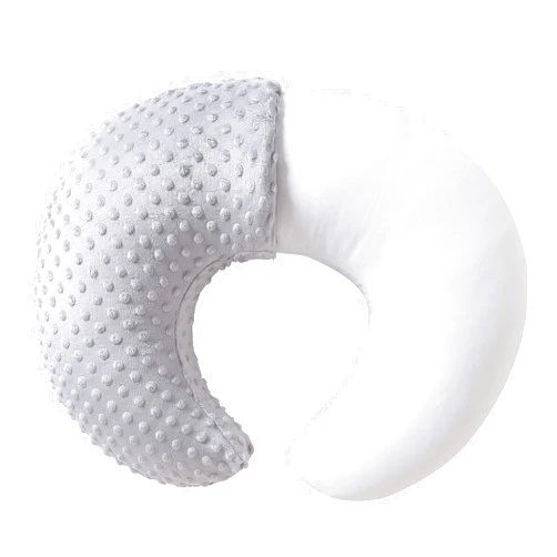 QUENESS Nursing Pillow and Positioner, Breastfeeding, Bottle Feeding, Baby Sitting Support with Removable Ultra Soft Cover, Tummy Time Support for Baby Boys and Girls (Gray)