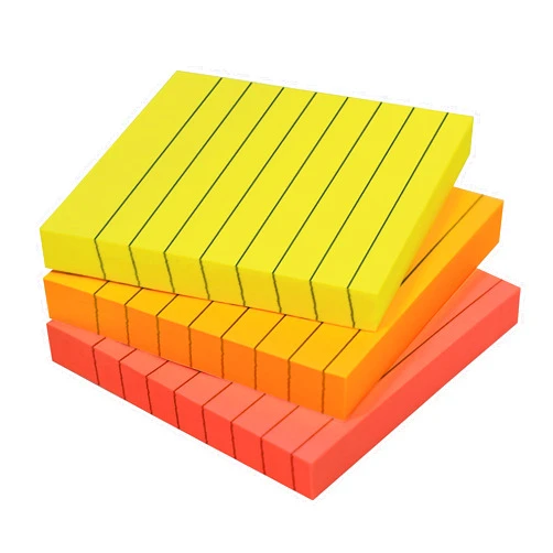 Better Office Products Lined Sticky Notes 3 x 3, 3 Pack, 300 Sheets (100/Pad), Self Stick Notes with Lines, Bright Assorted Colors, Post Memos, Strong Adhesive, 3 Pads