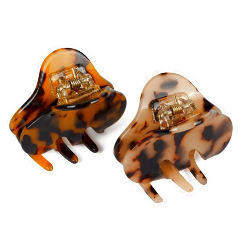 JIRIS 2PCS 3Inches hair claw clips Banana Clips Barrettes French Design celluloid Leopard print Small amber Fashion Accessories for Women hair clipe