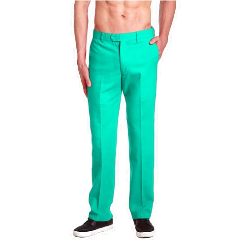 Concitor Brand Men's Solid AQUA GREEN Color Dress Pants Flat Front Mens Trousers
