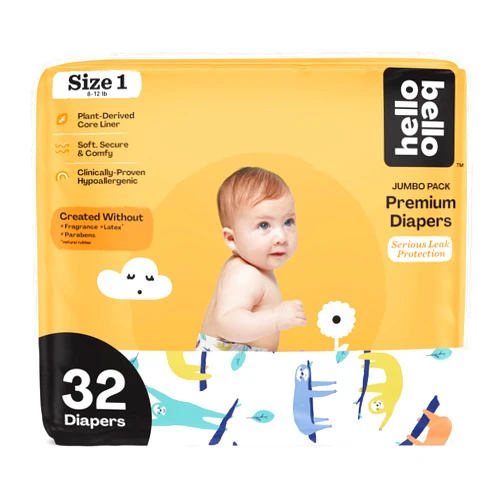Hello Bello Premium Baby Diapers Size 1 I 32 Count of Disposable, Extra-Absorbent, Hypoallergenic Baby Diapers with Snug and Comfort Fit I Sleepy Sloth
