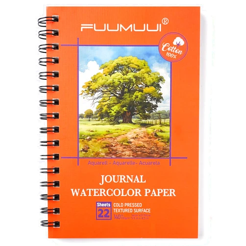Fuumuui Watercolor Journal 5.5x8.5-inch, Fuumuui Watercolor Sketchbook 100% Cotton Paper Cold Pressed 140 lb/300gsm 22 Sheets for Watercolor As Travel Notebook On The Go