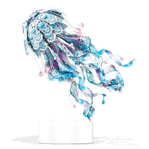 Piececool 3D Puzzles for Adults, Jellyfish Night Light with USB Plug, Ocean Animals 3D Metal Model Building Kits, DIY Assembling Arts and Crafts
