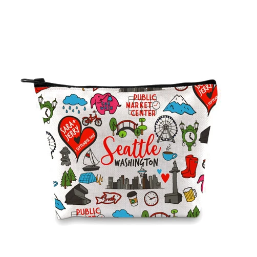 GJTIM Seattle Gift Seattle Washington Souvenir Gift Seattle Washington Welcome Bag Travel Zipper Pouch for Washington Traveller (Seattle Bag)