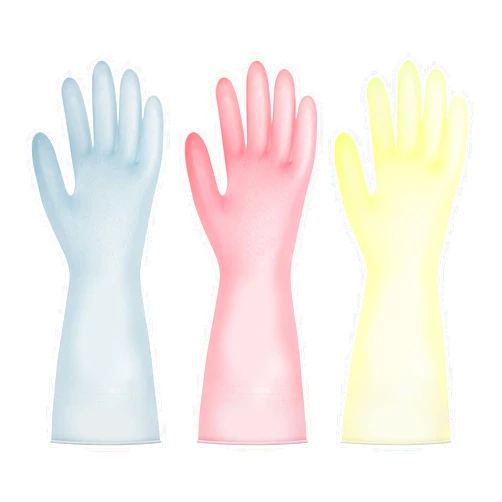 BOOMJOY PVC Cleaning Gloves, Heavy Duty Dishwashing Gloves, Reusable Medium Gloves for Kitchen, Bathroom, Gardening, Working, Pet Care - Pink & Blue & Yellow, 3 Pairs, Size M