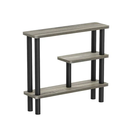 Furinno Turn-N-Tube Slim Space Saving Storage Rack, French Oak Grey/Black