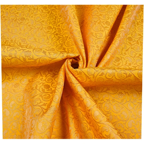 Eloria-décor Floral Embroidered Brocade Jacquard Sewing Apparel Making Fabric by The Yard Kurta Dress Apparel Cloth, Color: Yellow