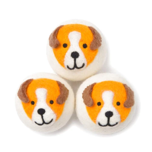 Smart Sheep Wool Dryer Balls - Smart Sheep 3-Pack - XL Premium Natural Fabric Softener Award-Winning - Wool Balls Replaces Dryer Sheets - Wool Balls for Dryer - Laundry Balls for Dryer (Playful Pups)