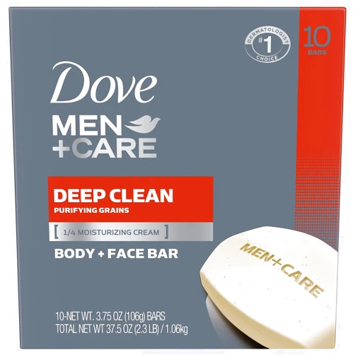 Dove Men+Care Men's Bar Soap More Moisturizing Than Bar Soap Deep Clean Soap Bar that Effectively Washes Away Bacteria, Nourishes Your Skin 3.75 oz 10 Bars