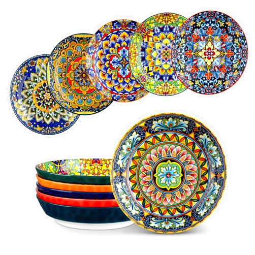 vancasso Pasta Bowls, Ceramic Salad Bowls of 6, 32 oz Large Corlorful Serving Bowls for Kitchen, Dishwasher & Microwave Safe Soup Bowls, Pasta Plates