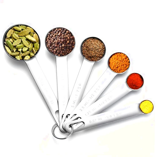 AOOSY 6 Piece Measuring Spoon Set,Stainless Steel Measuring Spoons Cups Round Heavy Duty Mirror Polished 1/8 TSP, 1/4 TSP, 1/2 TSP, 1 TSP, 1/2 TBSP & 1 TBSP Measuring Spoon for Baking Food Cooking