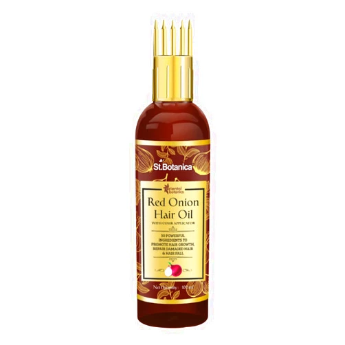 Oriental Botanics Red Onion Hair Oil with Comb Applicator 100ml - With 30 Oils & Extracts for Stronger Growth and to Control Hair Fall