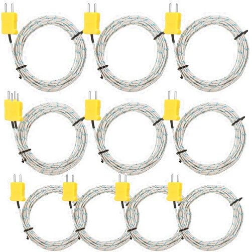Weewooday 10 Pieces 3 Meters K Type Mini-Connector Thermocouple Temperature Probe Sensor K Type Thermocouple Wire Temperature Sensing Line Measure Range -50 to 400 Celsius, Compatible with TM902C/ TES1310
