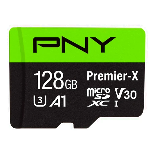 PNY 128GB Premier-X Class 10 U3 V30 microSDXC Flash Memory Card - 100MB/s, Class 10, U3, V30, A1, 4K UHD, Full HD, UHS-I, Micro SD