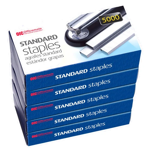 Officemate Standard Staples, 5 Boxes General Purpose Staple, 5000 Staples/Box (91925)