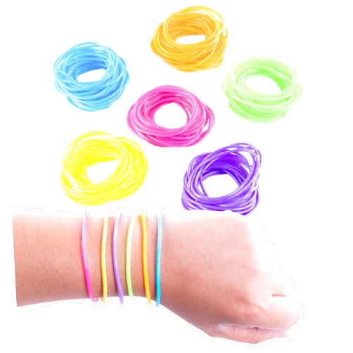 Super Z Outlet 80s Colorful Retro Rock Pop Star Rainbow Diva Disco Jelly Neon Gel Stretchable Bracelets Bands for Theme Events, Colorful Assortment, Assorted Toy Party Favor Prizes (Assorted 144pk)